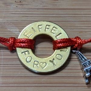 Love Eiffel Tower Washer Bracelet